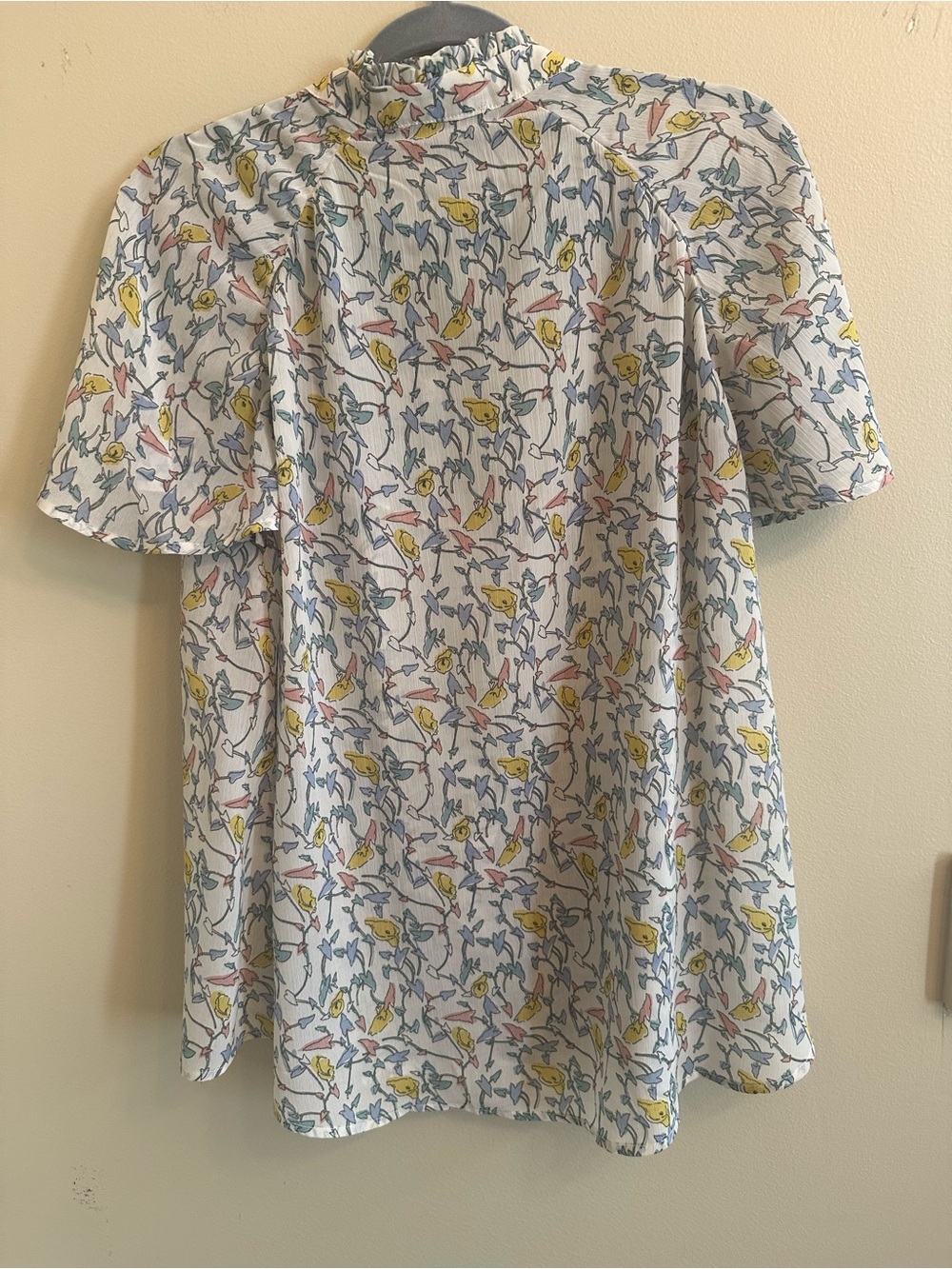 Hayden Floral Ruffle Blouse Large Flutter Sleeve Tie Neck Cottagecore 1071 - Picture 3 of 9